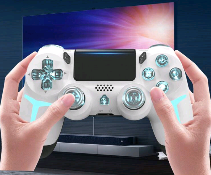 GAMINJA P412 Wireless Game Controller – RGB Lighting, Dual Vibration, Six-Axis Sensor, Touchpad & Audio Jack (Compatible with PS4/PS4 Slim/PS4 Pro/PC)