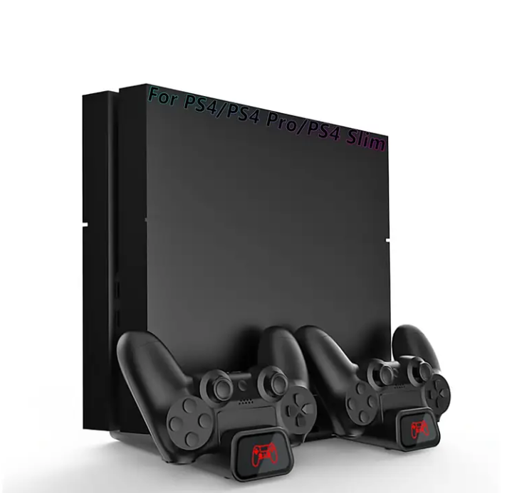 ARIKROII PS4 Slim/PS4/PS4 Pro Cooling Station – Dual Controller Charging Dock with Fast USB-C Charging, 10 Game Slot Vertical Stand, LED Charging Indicator