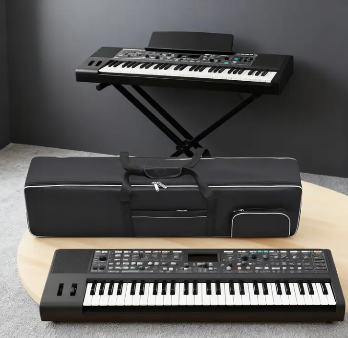 Professional-Grade 61-Key Electronic Keyboard Carrying Case – Heavy-Duty Black Soft Bag with Padded Lining & Accessory Compartment