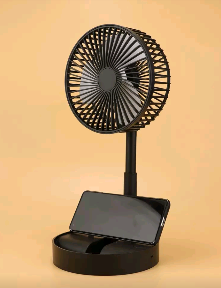 AOYI USB Rechargeable Telescopic Desktop Mini Fan – Adjustable 3-Speed Portable Cooling Fan