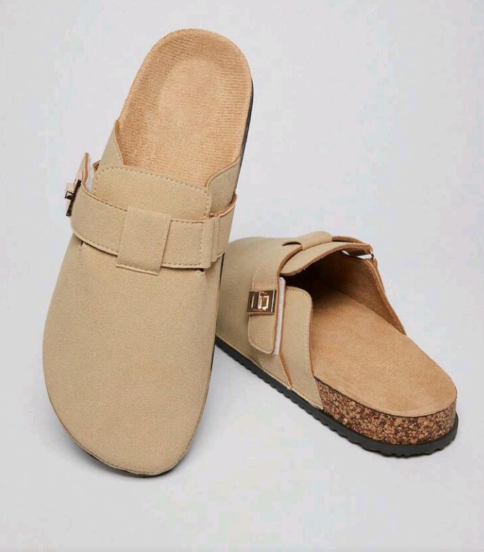 SHUZIA Men’s Minimalist Gold Locker Cork Footbed Black Potato Clogs – Premium Arch Support & Yacht-to-Street Style