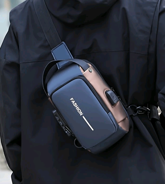 Men’s Oxford Texture Messenger Bag With Password Lock – Fashion Motorcycle Crossbody Sling Bag With Phone Pocket & Zipper Closure