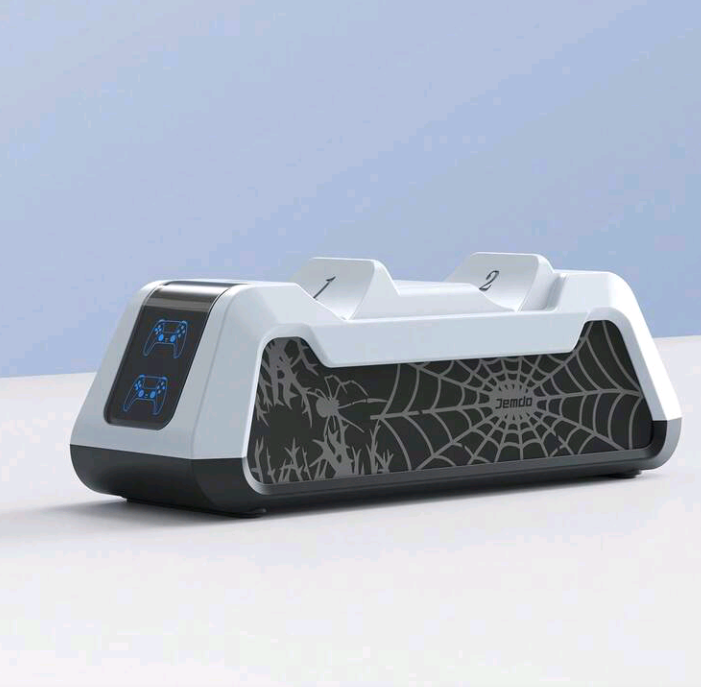 PlayStation 5 Controller Charging Dock, Elite Edition – Spider Pattern RGB Charging Station with Protection Chip, Compatible with PS5 Wireless Controller & Slim Storage Stand