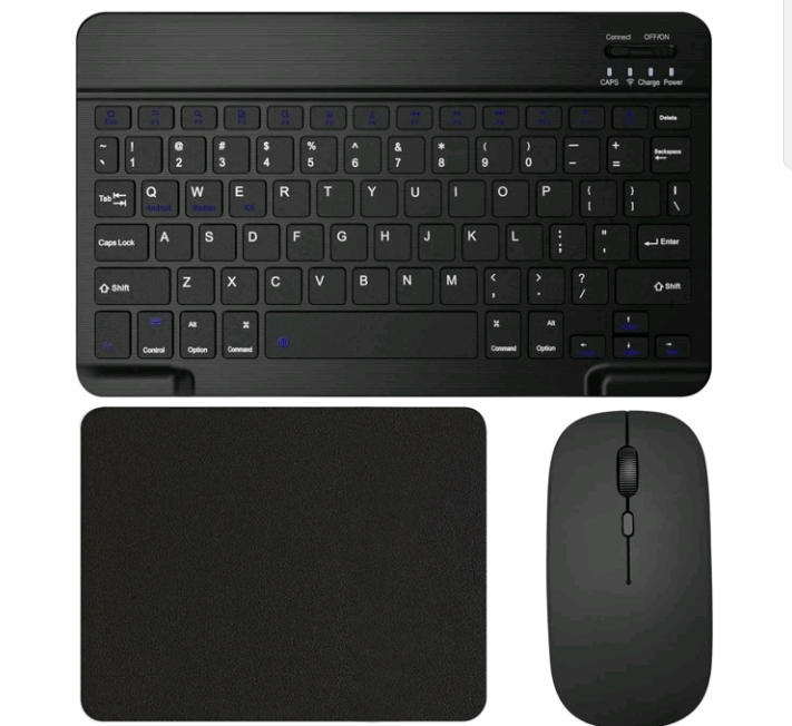 Bluetooth Keyboard With Mouse And Mouse Pad Combo – Portable Wireless Keyboard (150mAh) Mouse Set Compatible With Samsung Tablets, Apple iPads (iOS 13+), Android & Windows Devices – Black