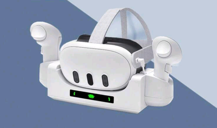 iPlay VR Charging Dock Station for O-Quest3/3S Headset and Controller – Fast Charging Base with Wall Mount Stand, LED Indicator, and 600mAh Rechargeable Batteries (White)