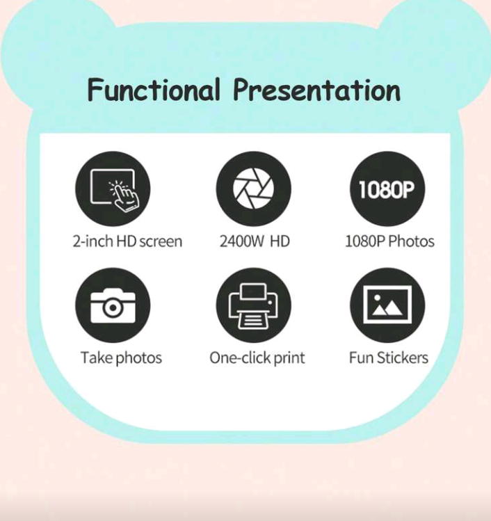 Reletech Instant Mini Printing Camera – Zero Ink Digital Camera with Printing Paper, 1080P Selfie Video & 2.4-Inch IPS Screen