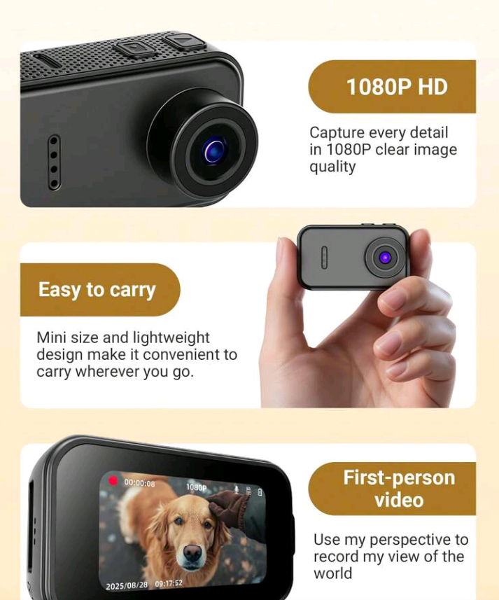 Teckwe Pocket Camera – Mini Thumb-Size Waterproof Wearable POV Action Cam with Ultra Wide Angle