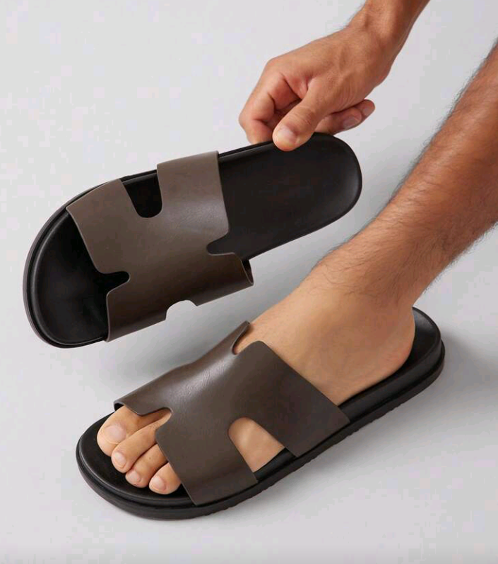 SHUZIA Men’s Cutout Comfortable Slide Flat Sandals – Lightweight Everyday Outdoor & Indoor Footwear