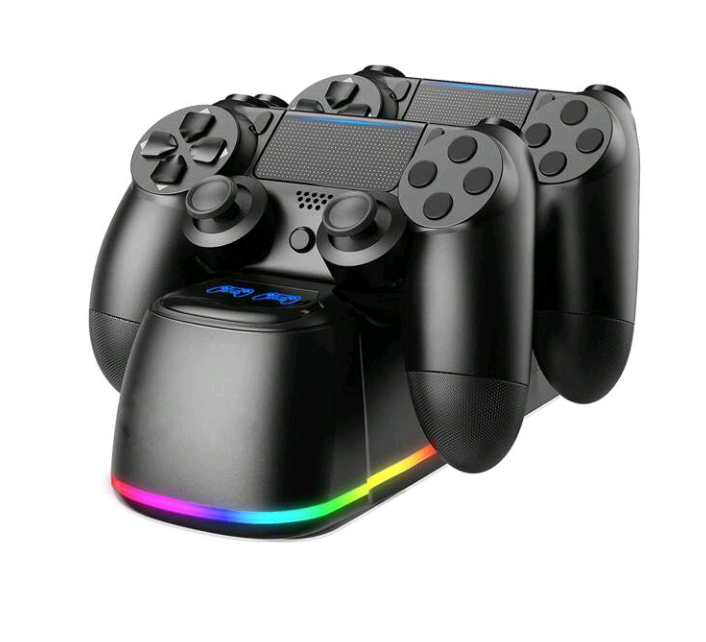 P4 Controller Charging Station – Upgraded 2-Hour Fast Charging Dock with Indicator Light & Ambient Lamp, Replacement Charger for P4 DualShock Controllers