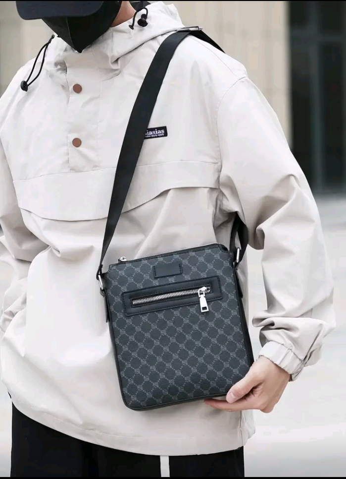 Men’s Business Small Square Messenger Bag – Casual Crossbody Shoulder Sling Bag with Earphone Hole