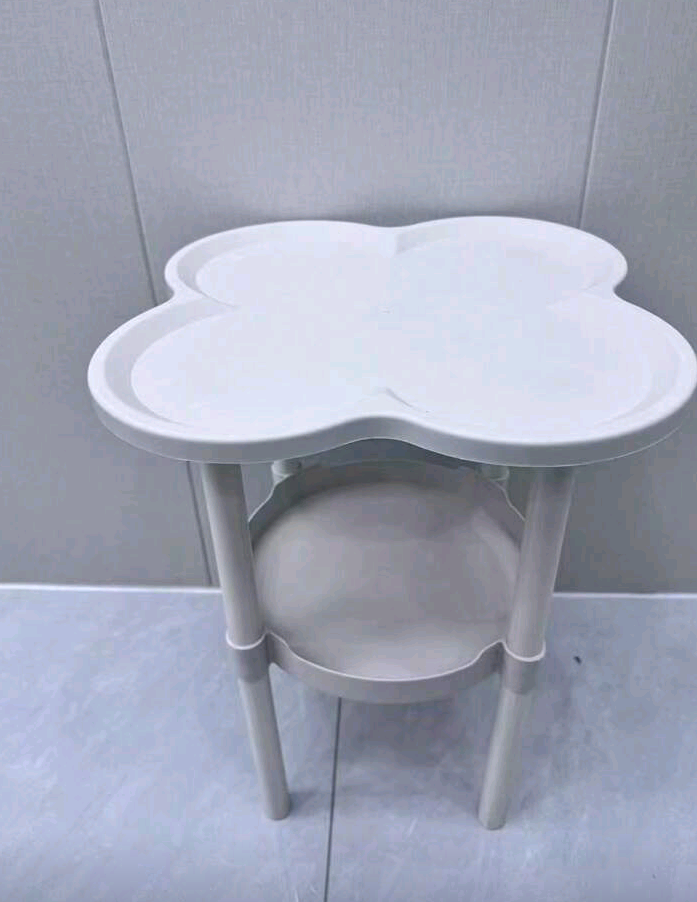 1Pc Sofa Side Table – Creative Modern Coffee Table with Flower Petal Design and Double-Layer Storage Rack